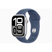 Apple Watch Series 10 (GPS 46 mm) Caixa Prateada em Alumínio com Pulseira Esportiva Azul (Denim)