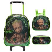 Kit Mochila Lancheira Estojo Xeryus Groot  X Preto e Verde