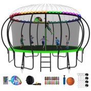 Cama Elastica Capacidade até 544 kg com Luz LED e Cesta de Basquete, SKYUP, Verde
