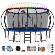 Cama Elastica Capacidade até 544 kg com Luz LED e Cesta de Basquete, SKYUP, Azul