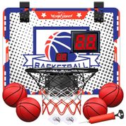 Cesta de Basquete com 4 Bolas, Placar Eletrônico e Som de Torcida, Brinquedo Ideal para Crianças e Adultos, Eaglestone, Azul e Vermelho
