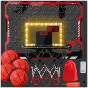 Cesta de Basquete com 4 Bolas, Placar Eletrônico, Luz LED e Controle Remoto, Ideal para Crianças de 5 a 12 Anos, Eaglestone, Vermelha