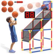 Jogo de Basquete Arcade Infantil com 4 Bolas, Placar Eletrônico e Sons de Torcida para Ambientes Internos e Externos, EagleStone, Vermelho e Azul