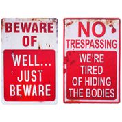 Kit de Placas com Avisos Aterrorizantes para Decoração de Halloween, 2 UN
