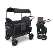 Carrinho de Passeio para 4 Crianças Multifuncional com Faróis Funcionais e Rodas Retrô, até 136 kg, WONDERFOLD Volkswagen, Verde