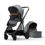Carrinho de Bebê com Berço Portátil Removível e Assento Reversível, Mompush, Preto