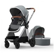 Carrinho de Bebê com Berço Portátil Removível e Assento Reversível, Mompush, Cinza
