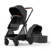 Carrinho de Bebê com Berço Portátil Removível e Assento Reversível, Mompush, Bege