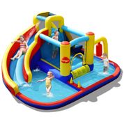 Parque Aquático Inflável até 120 kg com Piscina Infantil, Parede de Escalada e Escorregador para Crianças e Adultos, BOUNTECH, Colorido