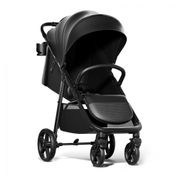 Carrinho de Bebê para Passeio com Assento Espaçoso, Modo Plano, Dossel Grande UPF 50 e Dobrável Compacto, Mompush, Preto