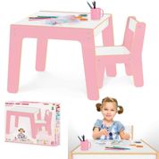 Mesa Mesinha Infantil De Madeira Com Cadeira Cadeirinha Junges Várias Cores Crianças Até 40Kg