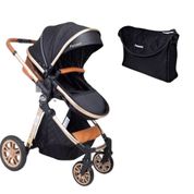 CARRINHO DE BEBE EUROPEU LUXO 3 EM 1 ARES PLUS PRETO - PASSEAR BABY