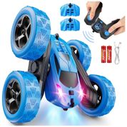 Mini Carro de Controle Remoto QUNREDA, Brinquedo RC para Crianças de 6 a 12 anos, Carro de Acrobacias 4x4 com Luzes de LED, Giros de 360°, 2,4GHz.