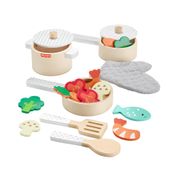 Brinquedo Primeira Infância - Conjunto de Panelas e Frigideiras de Madeira - Fisher-Price