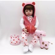 Boneca Bebê Reborn Silicone 48cm Carla Girafa