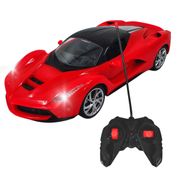 Carrinho de Controle Remoto Ferrari Vermelha – Pica Pau Brinquedos, com Luz nos Faróis, Controle 4 Direções e Design Esportivo de 27cm para Crianças