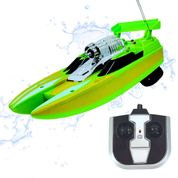 Lancha de Controle Remoto Super Boat Turbo com 2 Turbinas – 25cm – Controle em Todas Direções – Ideal para Piscinas, Lagos e Presentes Infantis