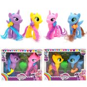Kit 4 em 1 Minha Pequena Pônei Fashion Vinil Poney e Unicórnio com Crina e Rabinho