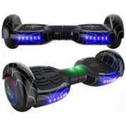 Hoverboard Elétrico com Alto Falante Bluetooth e Auto Equilíbrio para Crianças de 6 a 12 Anos, Emaxusa, Preto