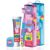 3 KIT PREMIUM AZUL - PEPPA PIG - ESCOVA + FIO DENTAL + GEL