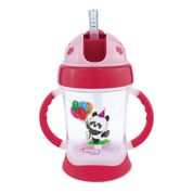Copo Treinamento Com Canudo Panda Rosa 250ml Comtac Kids