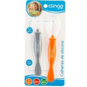 Colheres De Silicone 2 Pontas Laranja 2und Clingo