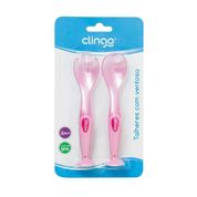 Colher e Garfo Com Ventosa Rosa 2und Clingo