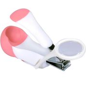 Cortador de Unha Com Lupa Rosa Clingo