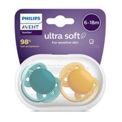 Chupeta Ultrasoft 6-18m c/2 Verde/Laranja Philips Avent