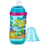Garrafinha Bico De Silicone 360ml +6 Meses Azul Sereia Nuby