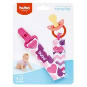 Prendedor De Chupeta Coração Rosa Buba