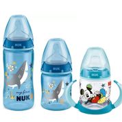 Kit Mamadeiras My First 150ml + 300ml Azul + Copo Treinamento 150ml Mickey Romero Nuk