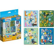 Quebra-Cabeça com 4 cenas Bugs Bunny Looney Tunes 16 peças Xalingo