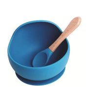 Tigela Silicone Com Ventosa e Talher Azul Turminha Guara