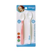 Colheres Infantis 2 Pontas Rosa C/2 Clingo