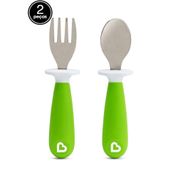 Colher e Garfo Inox Verde +12m Munchkin
