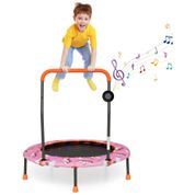 Trampolim infantil Goplus 36 com luzes LED, Bluetooth e alça removível Capa inclusa.