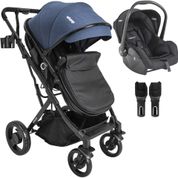 Carrinho de Bebê Vox II Azul Marinho Melange + Bebê Conforto Casulo - Kiddo
