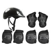 Kit de Proteção Infantil Capacete Cotoveleira Joelheira Cor Preto DM Radical