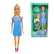 Boneca Doutora Veterinária Fashion PI4494 com Acessórios e Buldogue Francês – Cuidados e Diversão para Crianças
