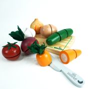 Kit 7 Legumes com corte e Utensílios Brinquedo Montessori.