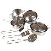 Jogo de Cozinha Panelinha Em Inox Brinquedo Lucy Com 3 Tampas