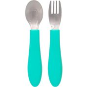 KIT TALHERES COLHER E GARFO INOX BUBA ZOO VERDE - BUBA