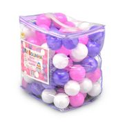 Kit 100 Bolinhas Coloridas de Plástico - Rosa, Lilás e Branca - Braskit