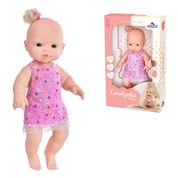 Boneca Infantil Bebê Carolzinha Com Vestido Rosa 32cm