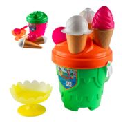 Kit Baldinho Brinquedos De Praia Para Criança Balde Sorvetão