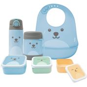 KIT POTE TERMICO + GARRAFA TERMICO + BABADOR + 3 POTES AZUL - BUBA