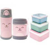 KIT POTE + GARRAFA TERMICA GUMY ROSA + 3 POTES - BUBA