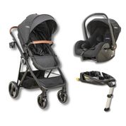 CARRINHO COSMOS MELANGE + BEBE CONFORTO CASULO CLICK PARA COSMOS PRETO + BASE ISOFIX - KIDDO