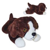 Cachorro de Pelúcia Deitado Marrom Escuro Zuri Fizzy Toys Macio e Fofo para Presentear